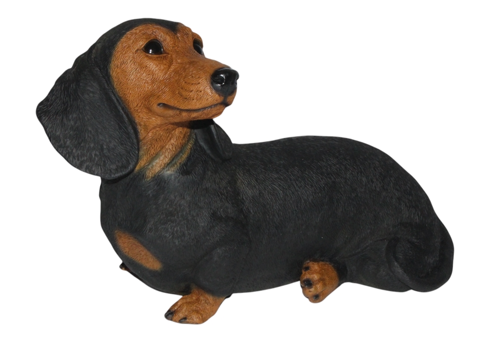 Dekofigur Hund Dackel Dachshund Welpe Hundefigur sitzend Kollektion Castagna aus Resin H 20 cm