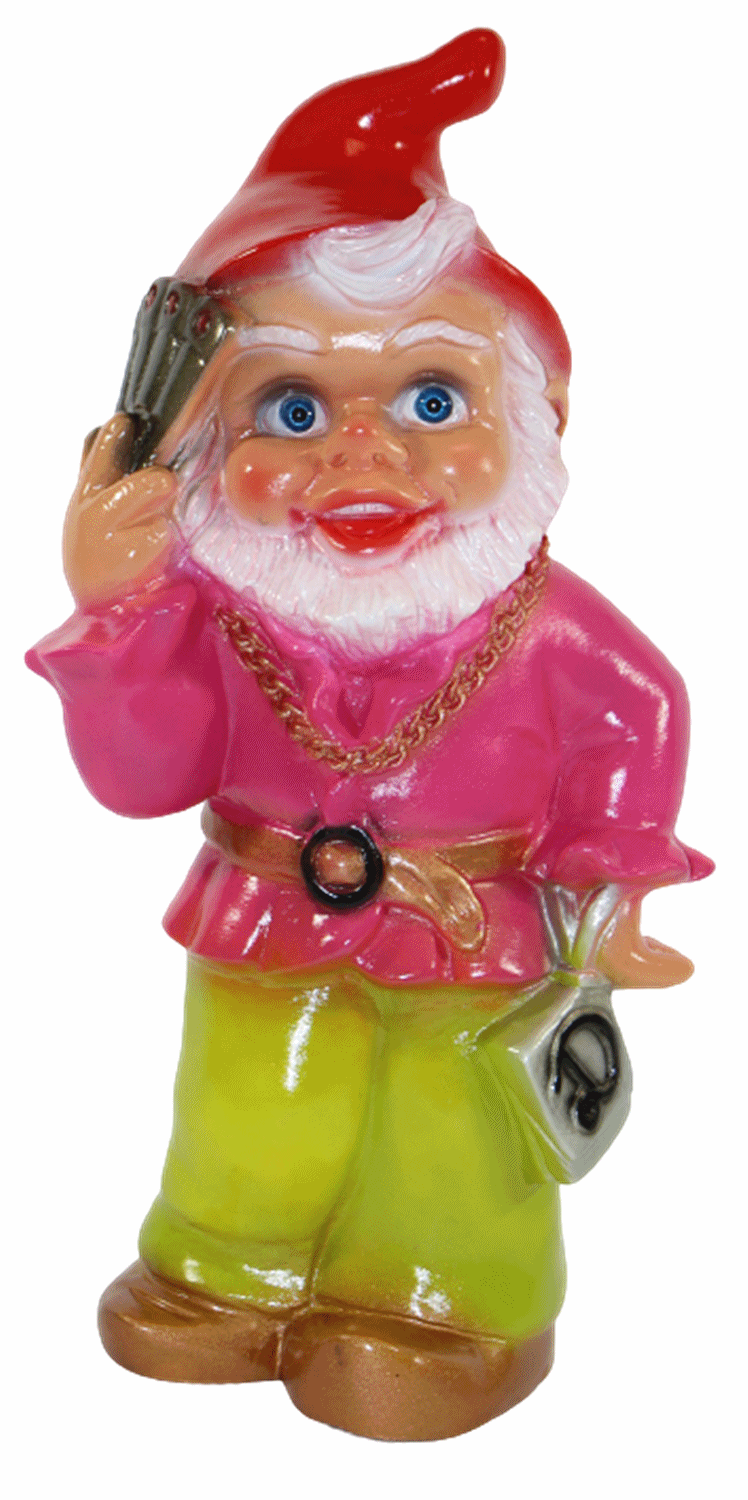 Gartenzwerg Deko Garten Figur Zwerg Cross-Dresser Mann als Frau verkleidet aus Kunststoff H 32 cm