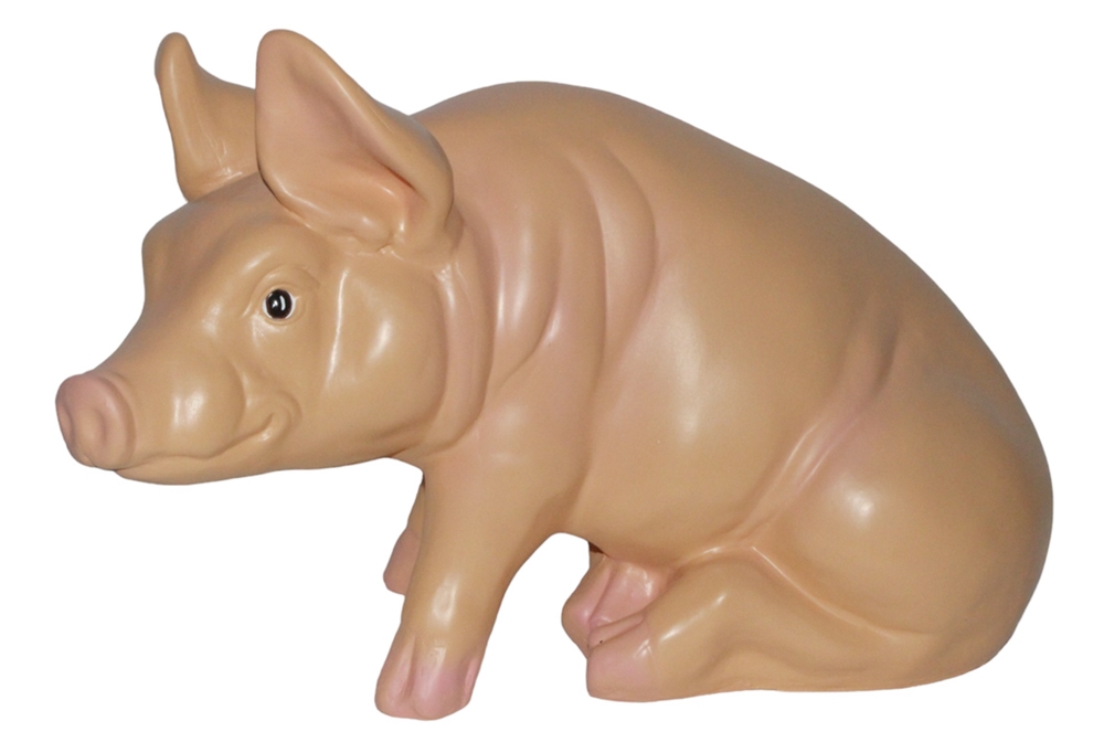 Dekorationsfigur Schwein sitzend als Spardose H 37 cm Figur aus Kunstharz