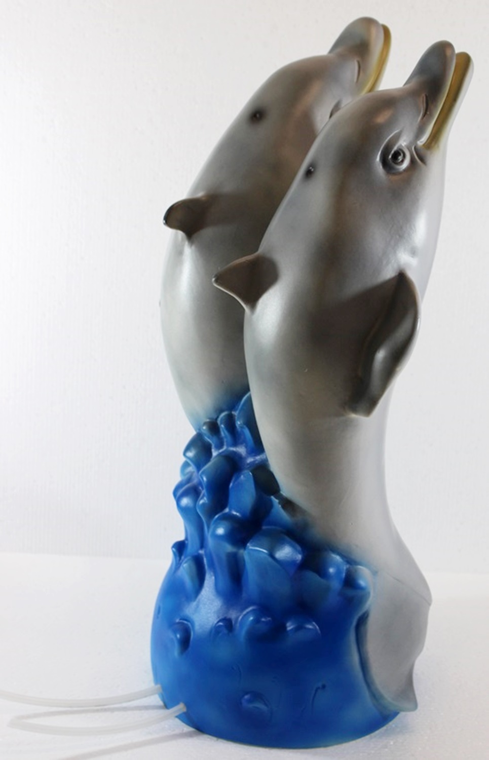 Deko Garten Figur Gartenfigur Tierfigur Teichfigur Delfine Paar Wasserspeier aus Kunststoff H 49 cm