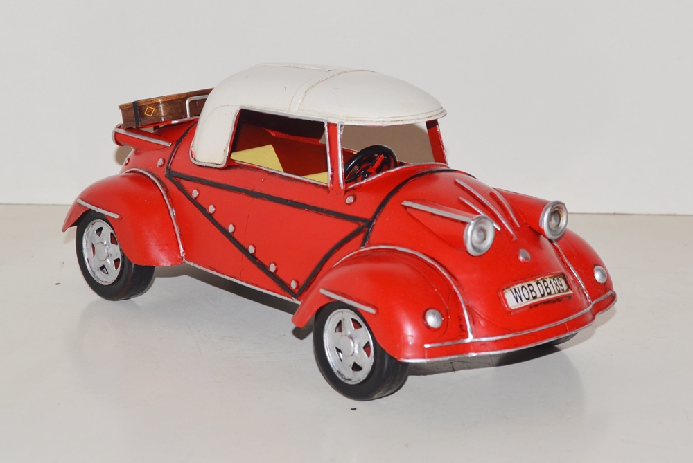 Blechauto Nostalgie Modellauto Messerschmitt Kabinenroller TG 500 rot Oldtimer L 27 cm aus Blech