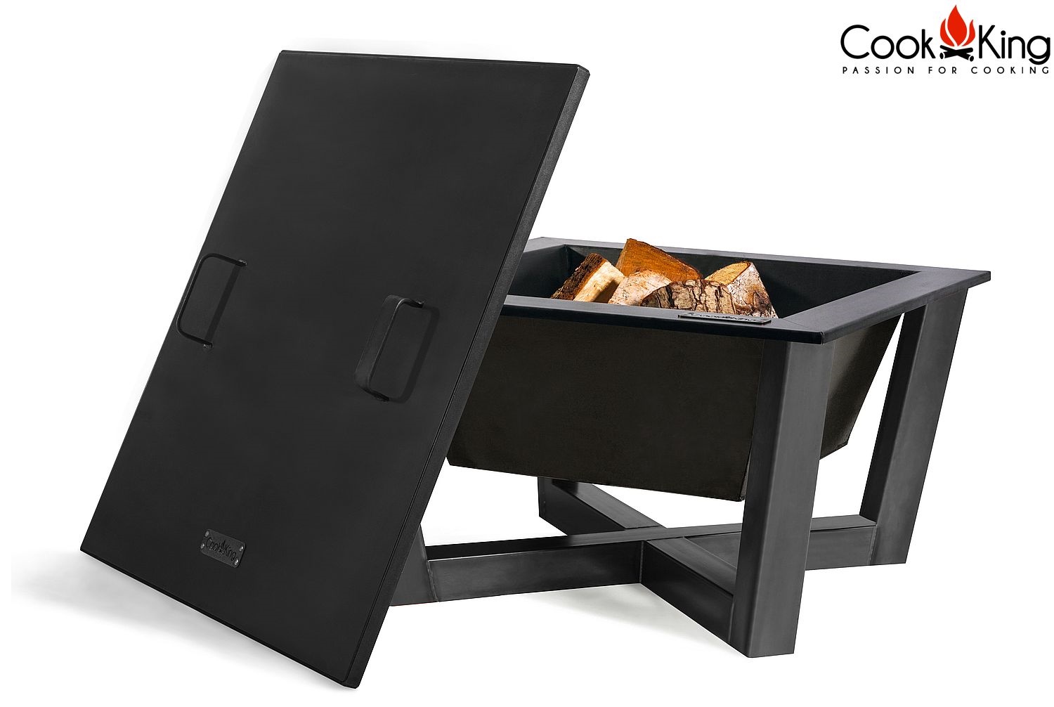 Deckel mit Rand 72,5x72,5 cm für Feuerschale aus Stahl Abdeckung für Feuerstellen