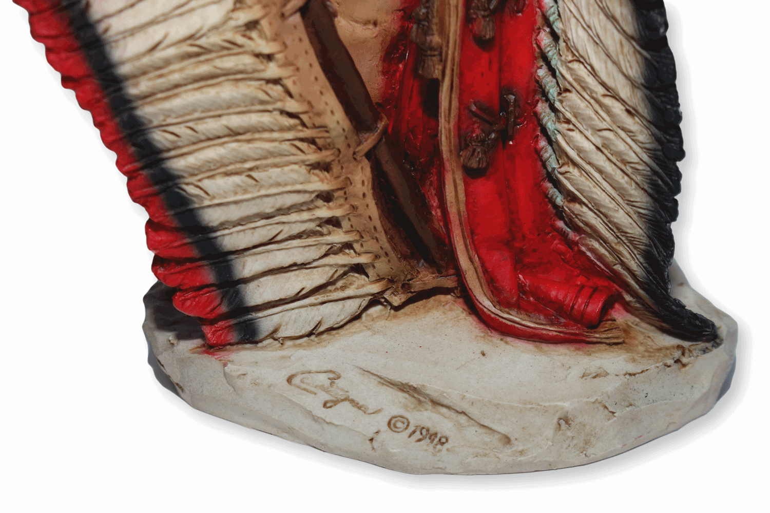 Indianerfigur Quanah Parker Häuptling H 18 cm stehend mit Lanze Native American Castagna