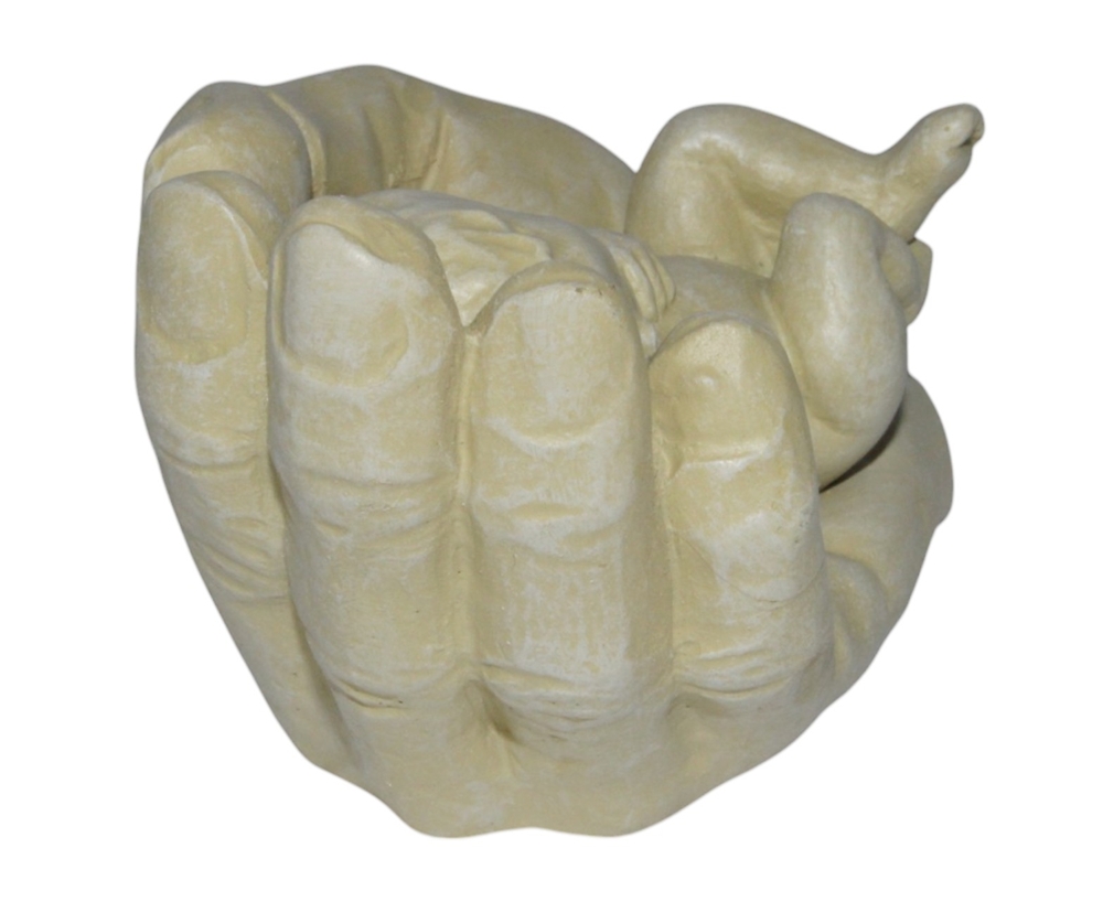 "In seiner Hand“ Dekofigur schützende Hand mit Kind, L 9 cm Symbol zur Taufe, Geburt & Erinnerung