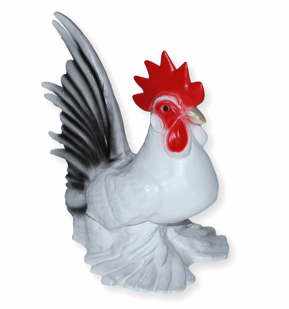 Deko Garten Figur Dekofigur Gartenfigur Tierfigur weißer Hahn stehend aus Kunststoff Höhe 30 cm