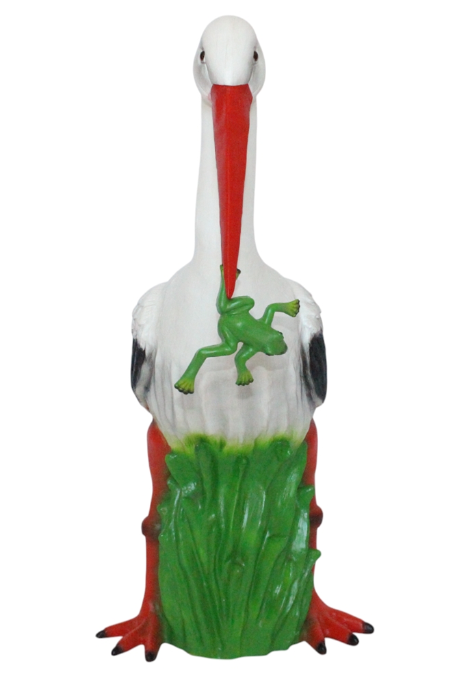 Gartenfigur Storch - Deko Tierfigur aus Kunststoff, wetterfest, für Garten & Teich Höhe 58 cm