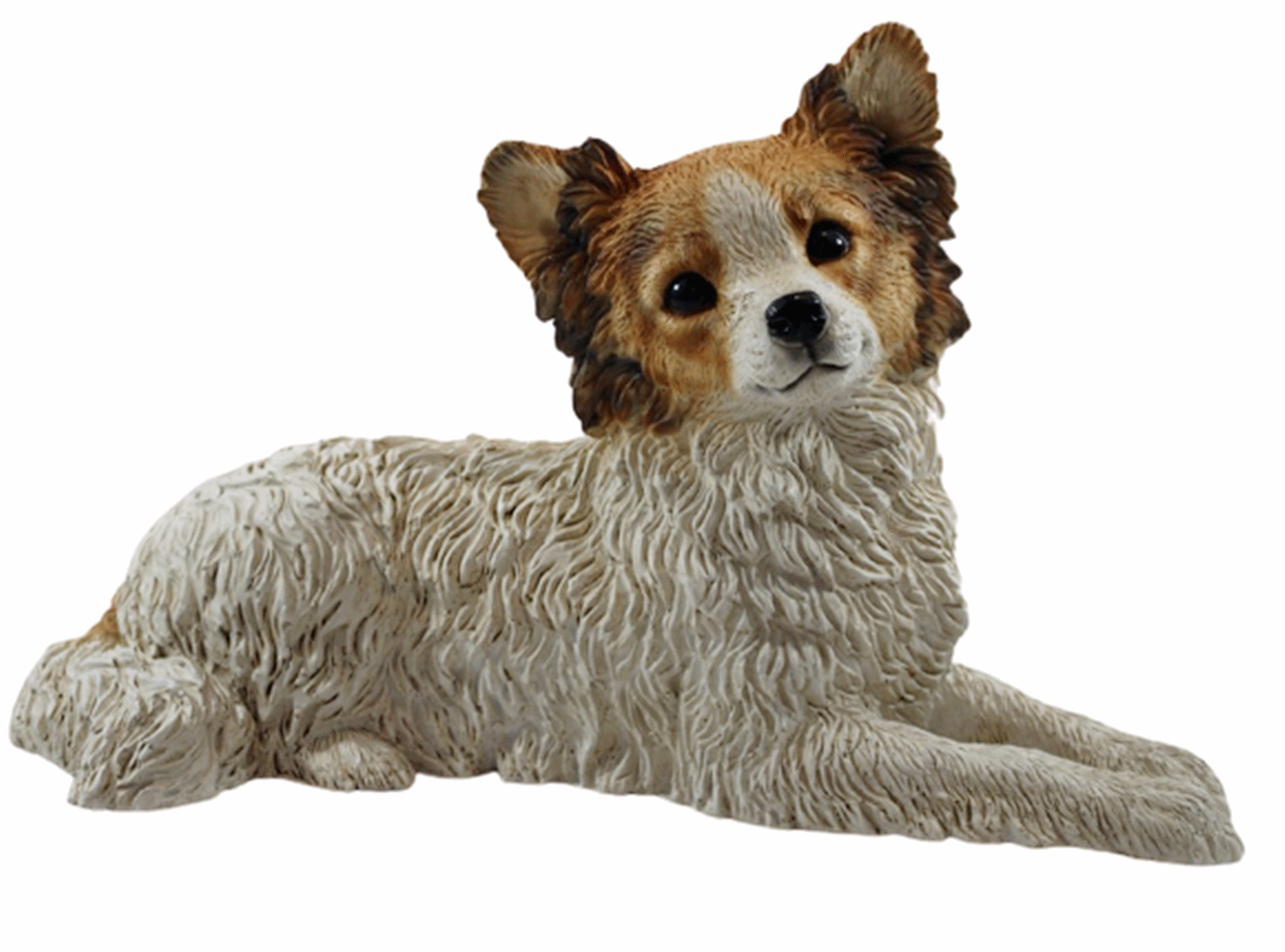 Deko Figur Papillon Welpe Hundefigur liegend Kollektion Castagna aus Resin Höhe 21 cm