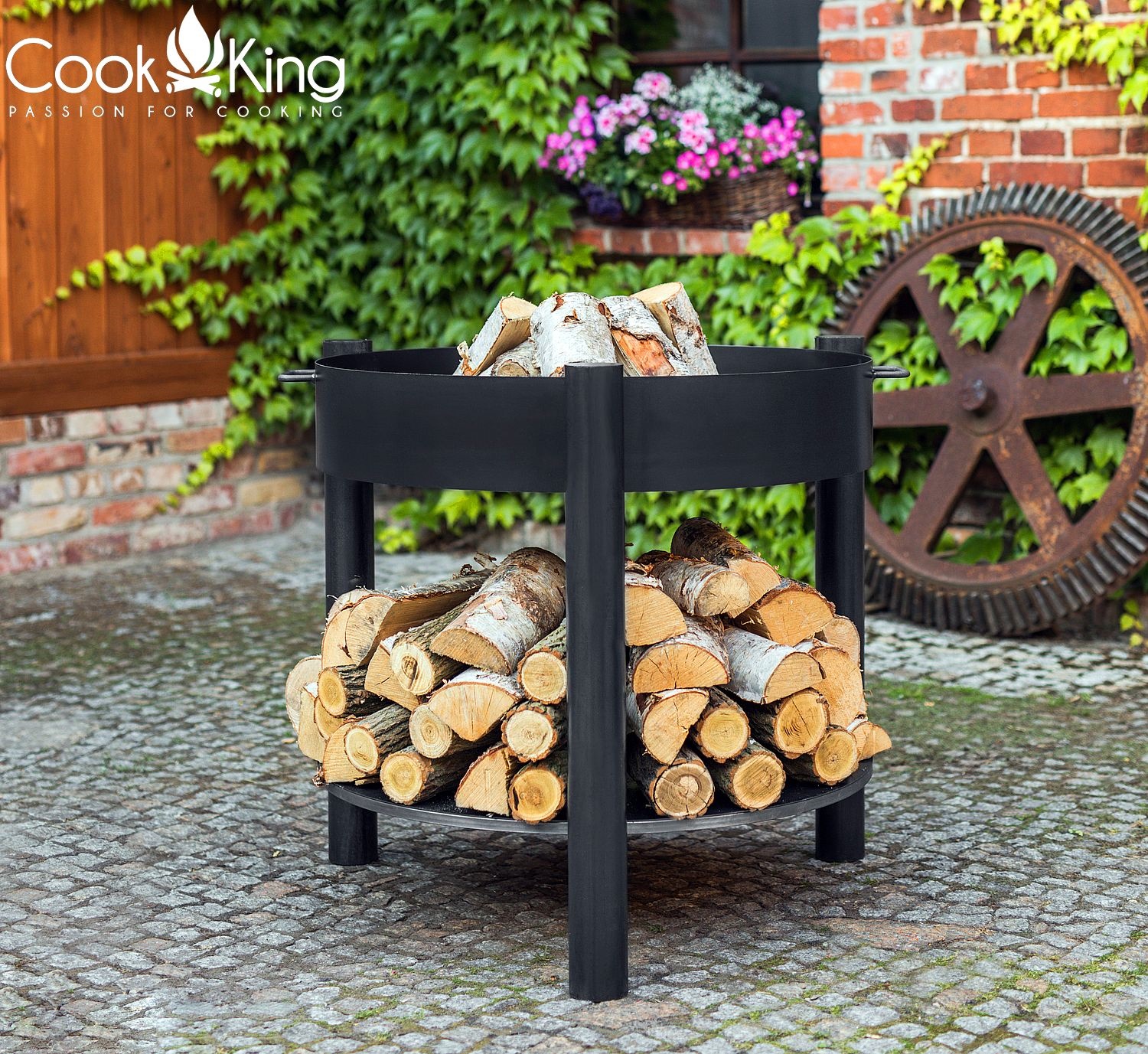 Feuerschale "Montana" high Ø 60 cm Feuerstelle für Garten aus Stahl als Wärmequelle oder Grill