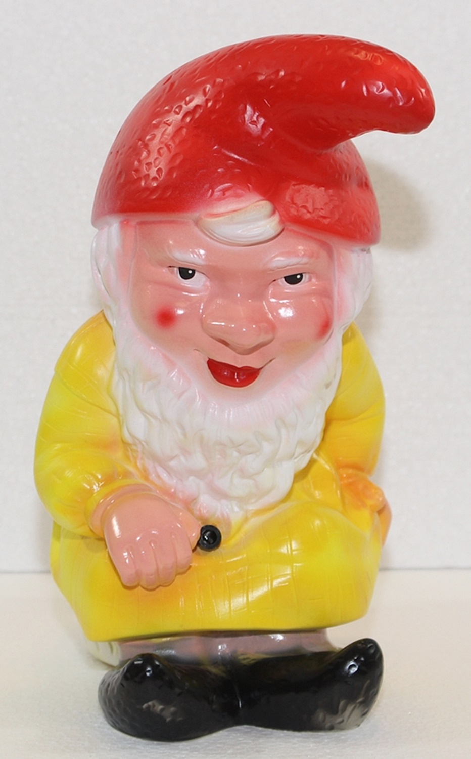 Gartenzwerg auf Töpfchen mit Bewegungsmelder Pfiff - Pfeifen Figur Zwerg H 27 cm aus Kunststoff