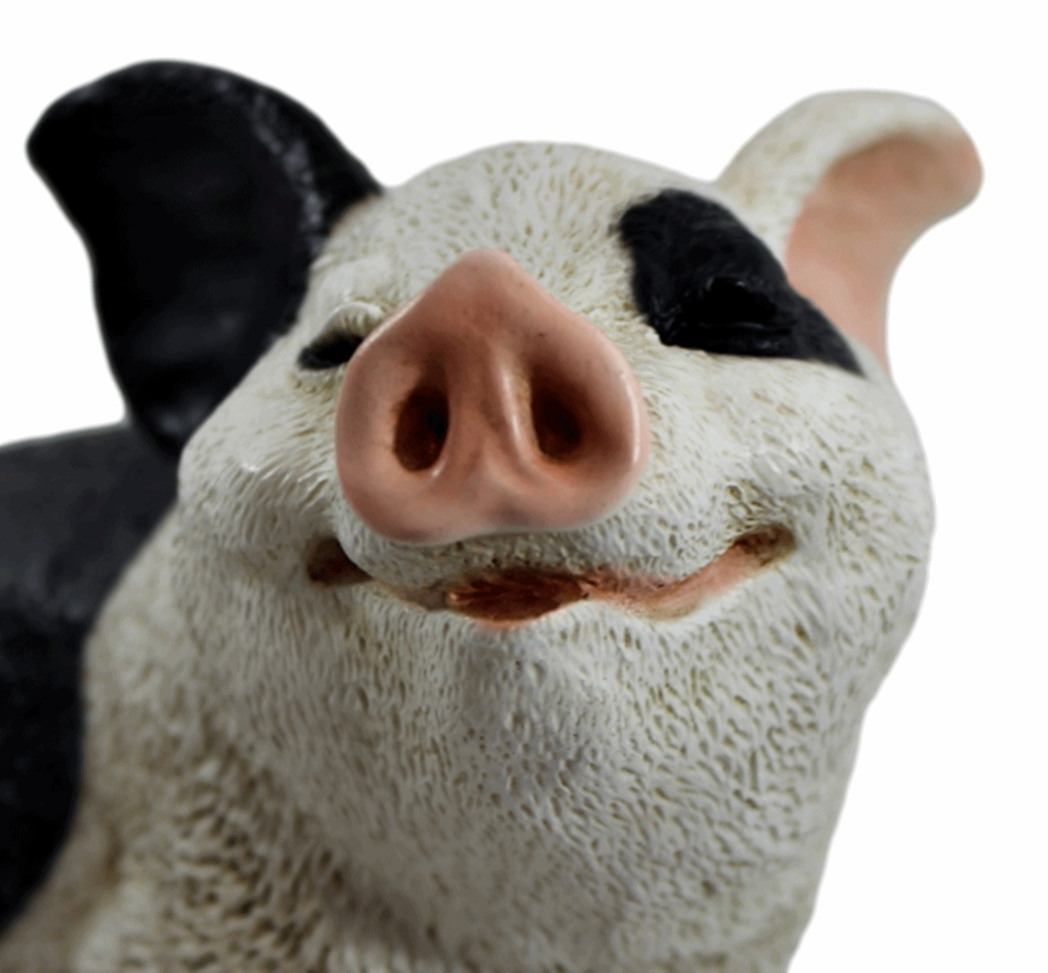 Figur Schwein Ferkel sitzend nach oben schauend gefleckt Kollektion Castagna aus Resin H 19 cm