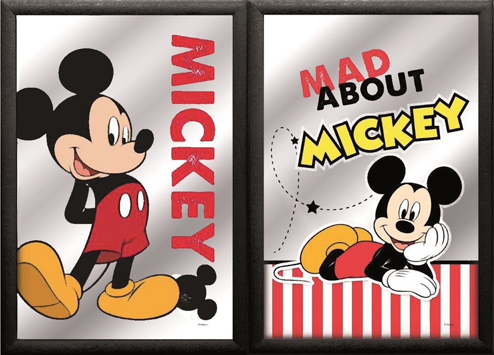 Set: 2 Spiegelbilder Mickey Mouse 30x20 cm Kinderzimmer Deko Bild Wandbilder