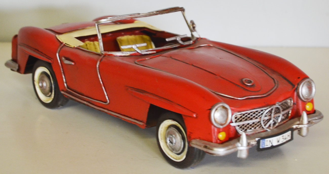 Blechauto Nostalgie Modellauto Oldtimer Mercedes-Benz 190 SL Cabrio aus Blech L 30 cm