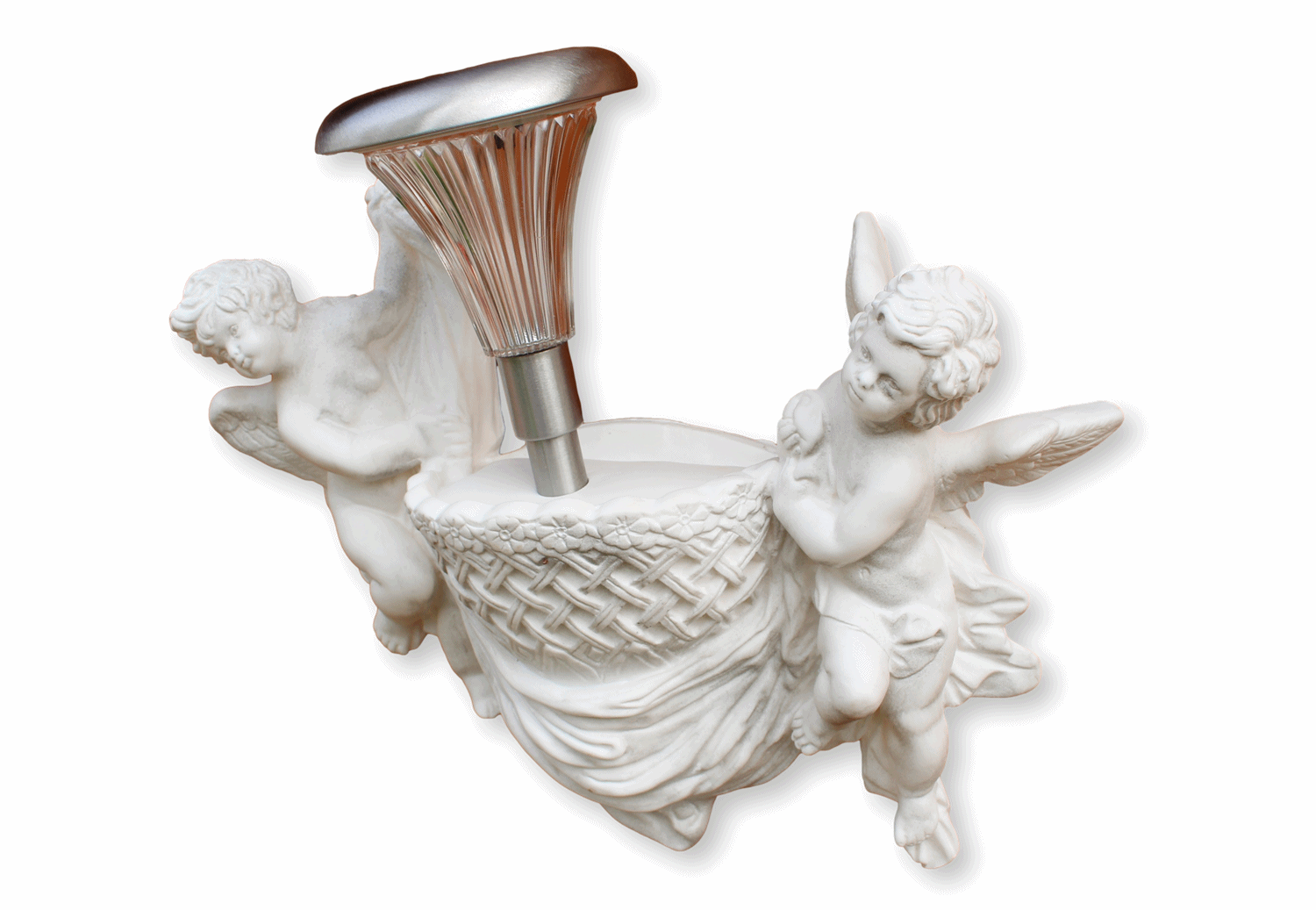 Deko Figur Statue Cestino di uva Engel B 38 cm zum Aufhängen LED Solar Leuchte Skulptur Kunststoff