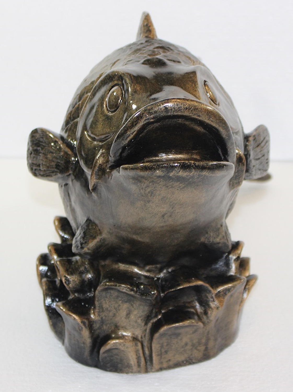 Deko Figur Fisch Kanari Gartenfigur H 23 cm Teichfigur Kupfer-Antik aus Kunststoff