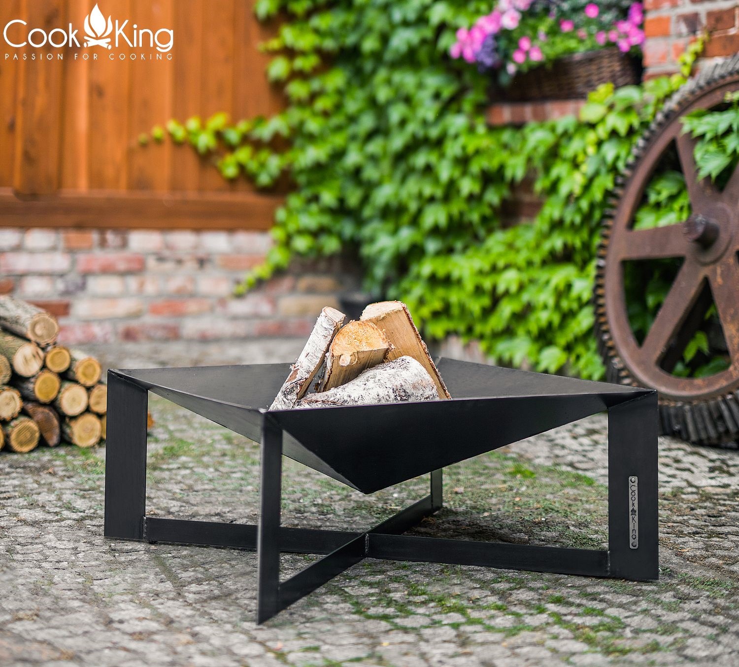 Feuerschale "Cuba" B 70 cm Feuerstelle für Garten aus Stahl Feuerkorb als Wärmequelle oder Grill