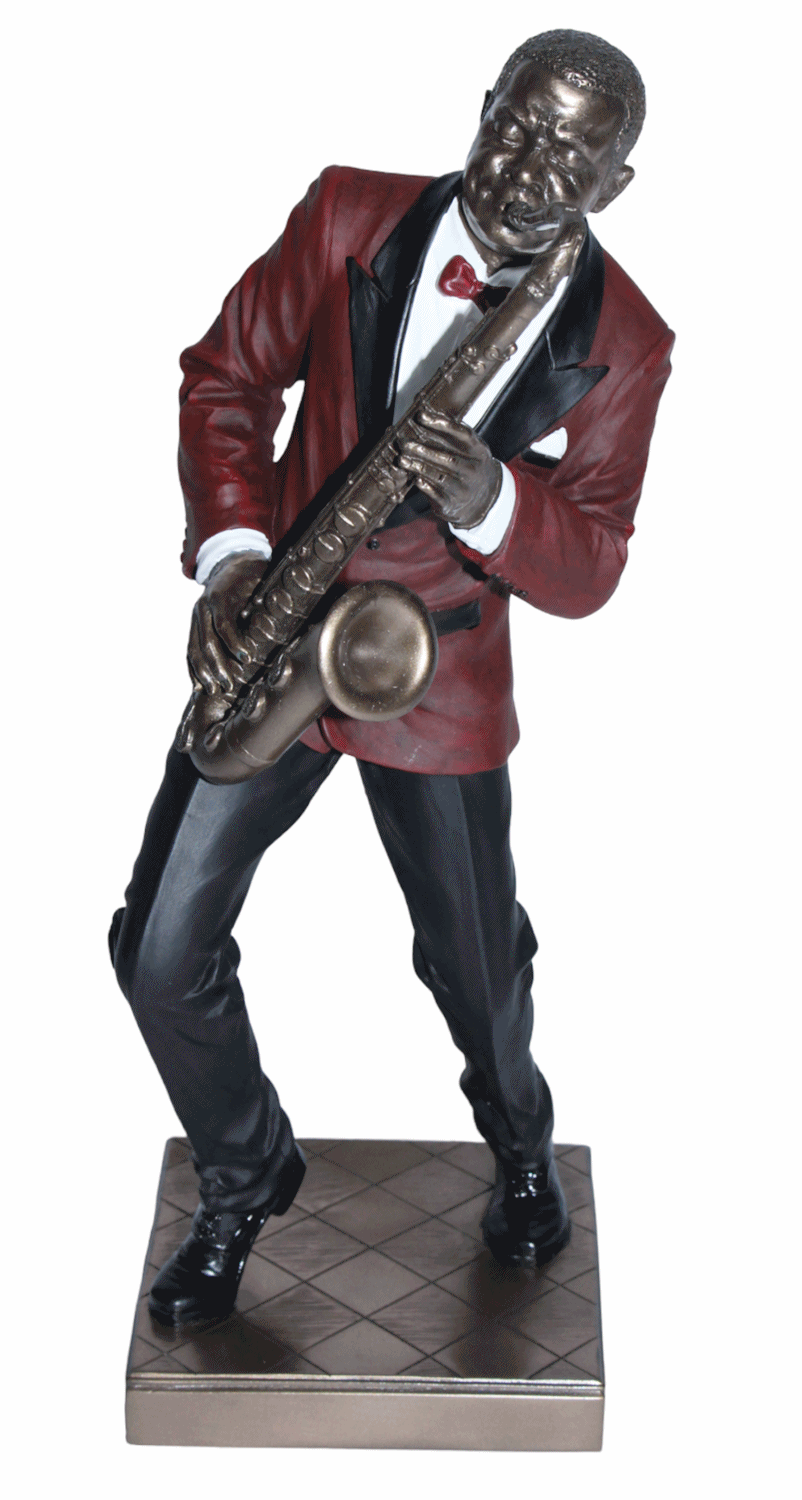 Deko Figur Jazz Musiker Saxophonist H 28,5 cm Jazz Band Dekofigur mit Tenorsaxophon