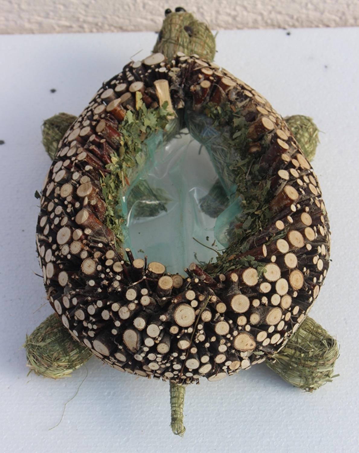 Deko Figur Schildkröte liegend L 28 cm Figur zum Bepflanzen aus Naturmaterial Heu und Reisig