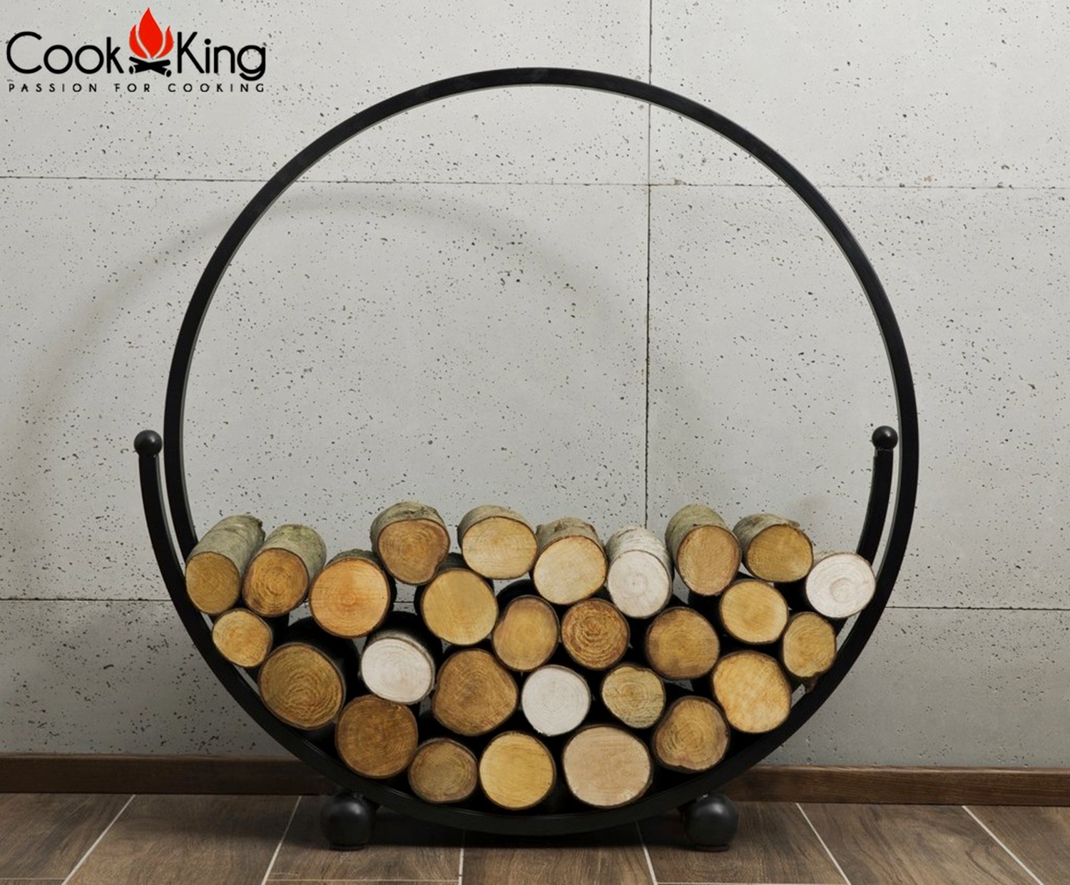 Kaminholzregal "Spiral" H 82 cm Holzregal für Kaminholz Kaminholzablage aus Stahl Kaminholzständer