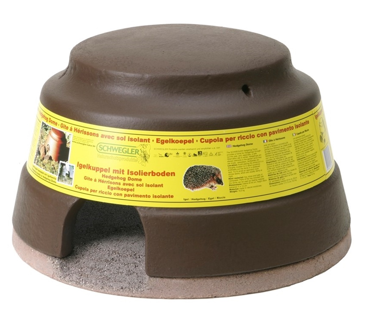 Naturschutzprodukt Igelkuppel mit Isolierboden H 30,5 cm ganzjähriges Quartier aus Holzbeton