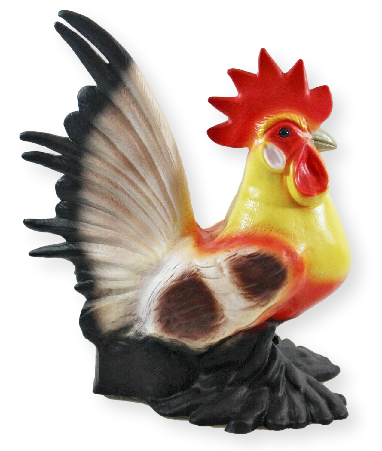 Deko Figur Hahn bunt H 30 cm Hahnfigur Gartenfigur mit Scherz Bewegungsmelder Kikeriki