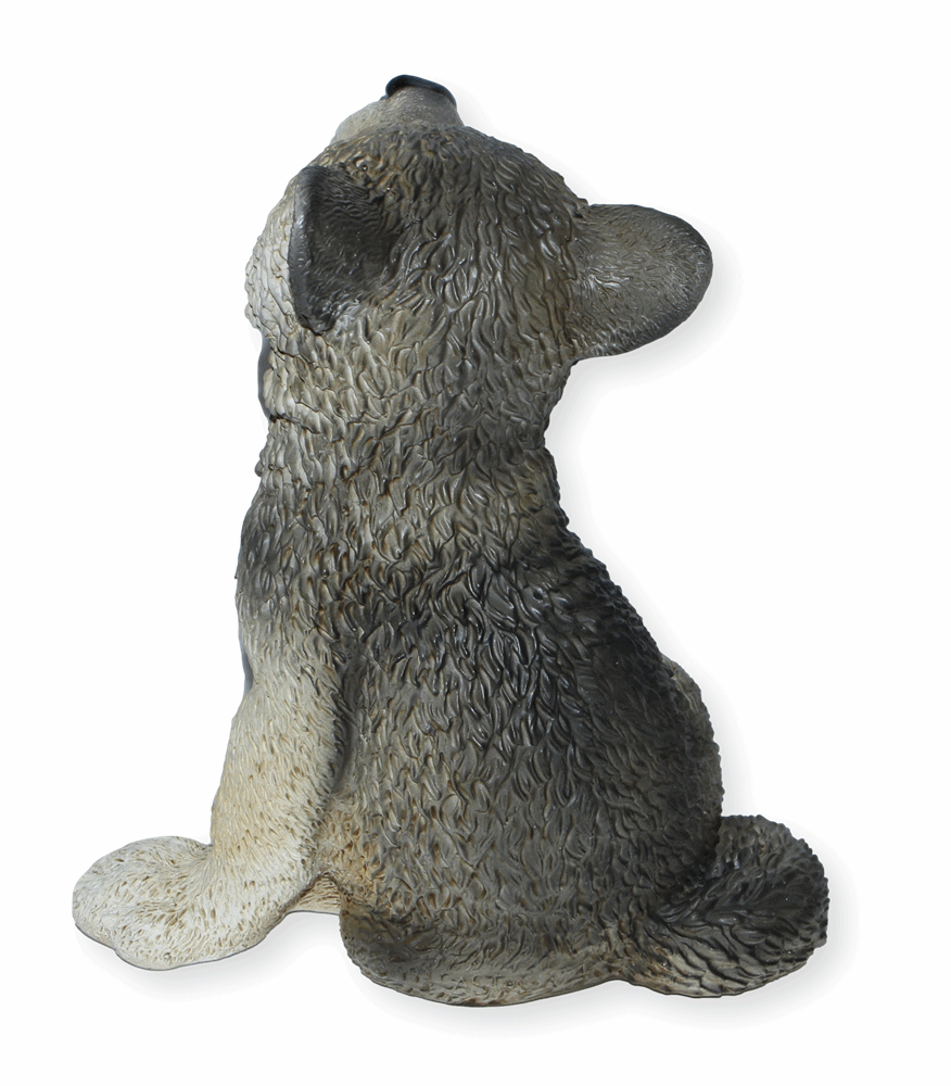 Deko Figur Wolf Welpe Jungtier sitzend Kollektion Castagna aus Resin/ Kunststein H 22 cm Tierfigur
