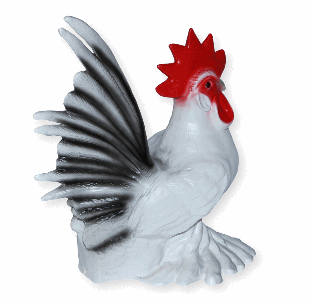 Deko Garten Figur Dekofigur Gartenfigur Tierfigur weißer Hahn stehend aus Kunststoff Höhe 30 cm
