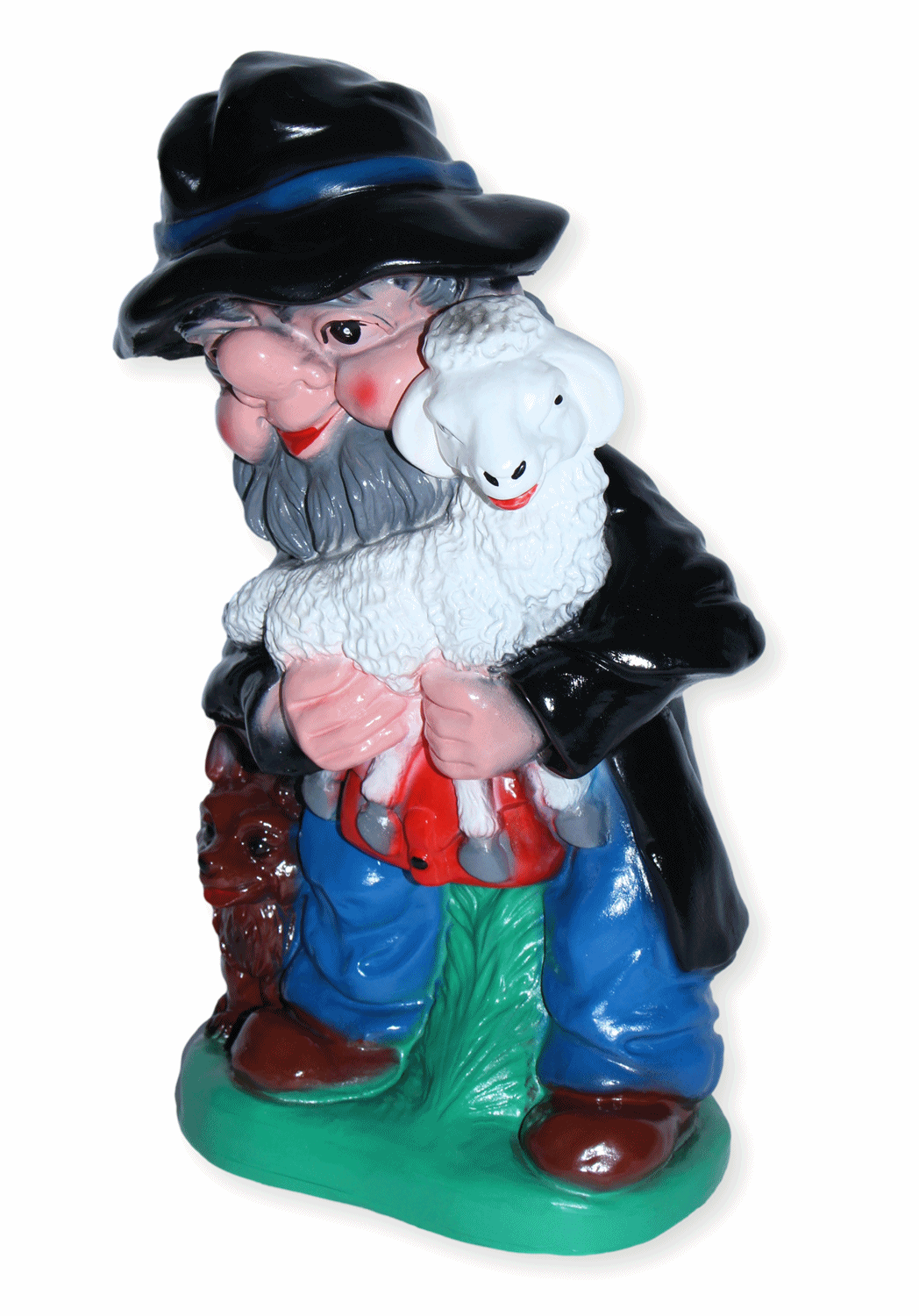 Gartenzwerg Figur Zwerg Schäfer mit Lämmchen und Hund H 31 cm stehend Gartenzwerg aus Kunststoff