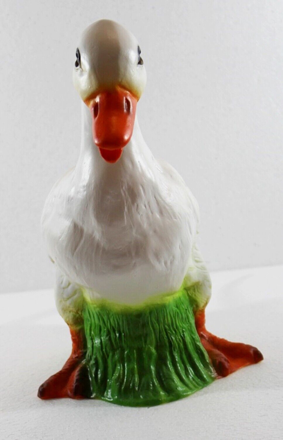 Deko Garten Figur Dekofigur Tierfigur Ente Wasserspeier stehend weiß aus Kunststoff Höhe 30 cm