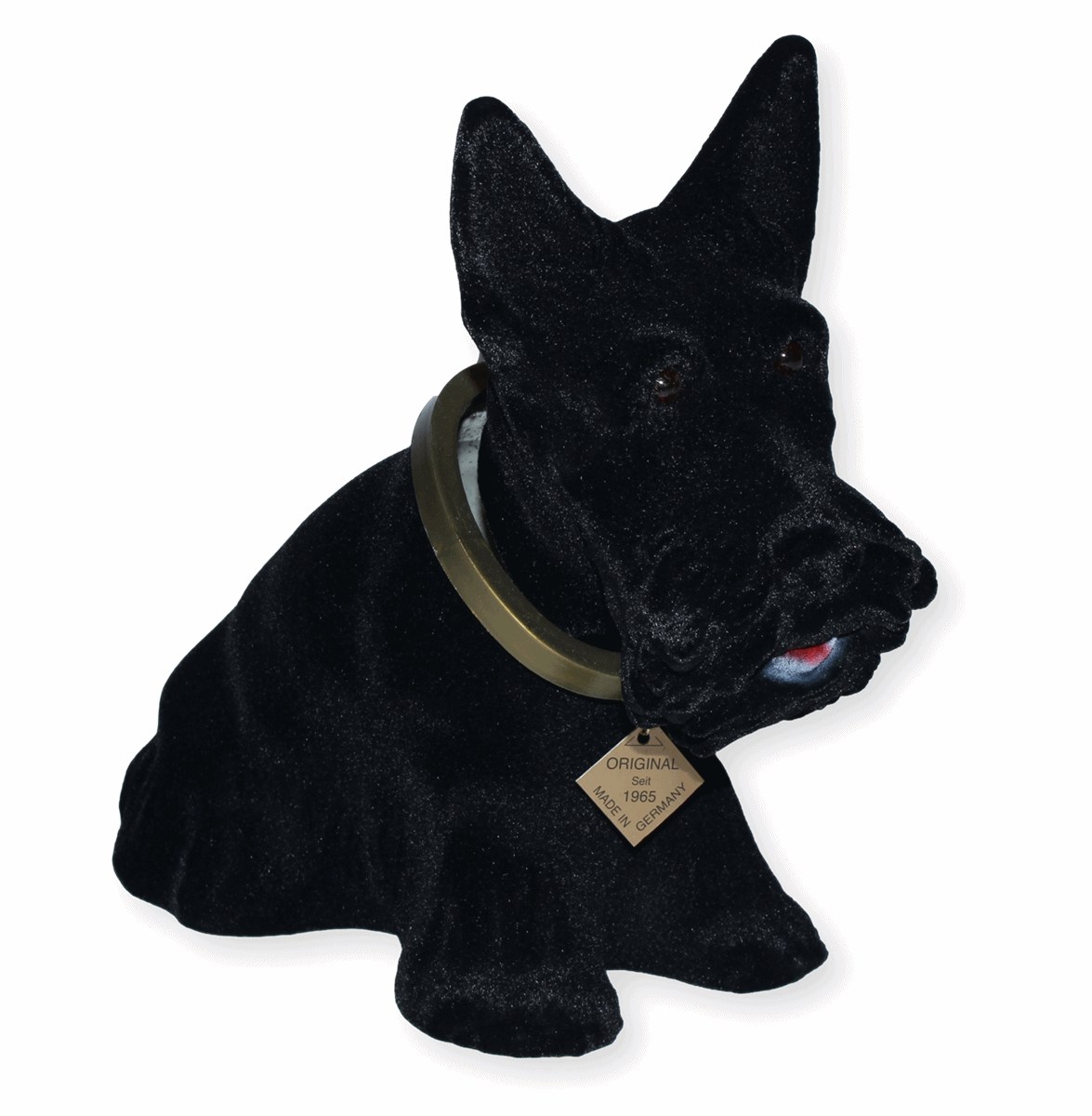 Wackel Figur Hund Scottish Terrier Wackelfigur H 22 cm schwarz groß Dekofigur mit Wackelkopf