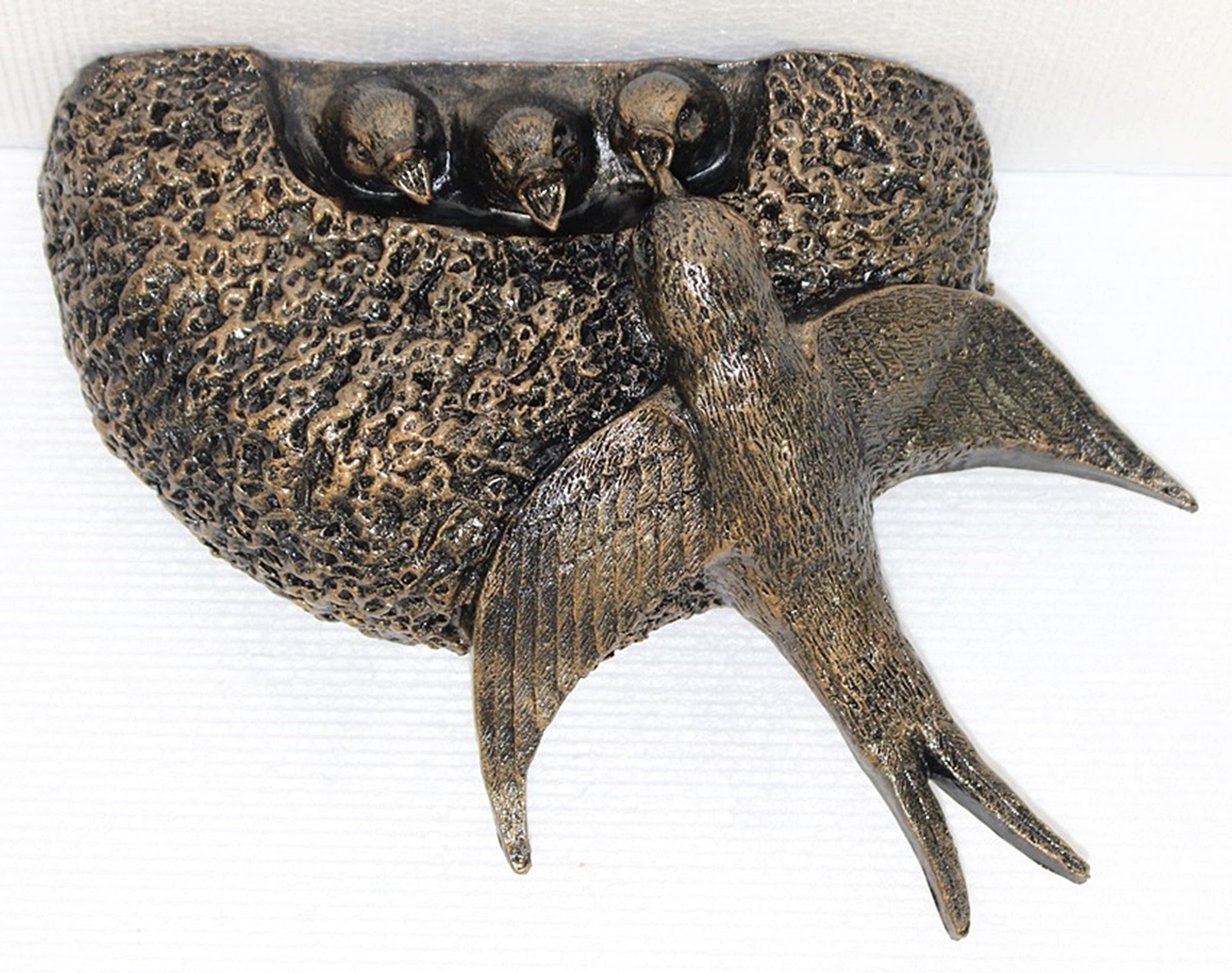 Deko Figur Schwalbennest Gartenfigur H 17 cm Dekofigur Kupfer-Antik aus Kunststoff