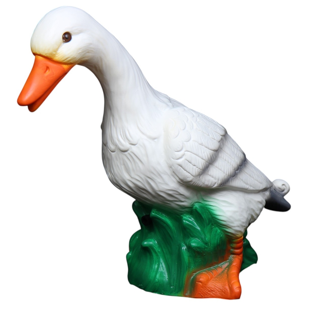 Deko Figur Ente stehend weiß H 28 cm Entenfigur mit Scherz Bewegungsmelder Schnatter Dekofigur