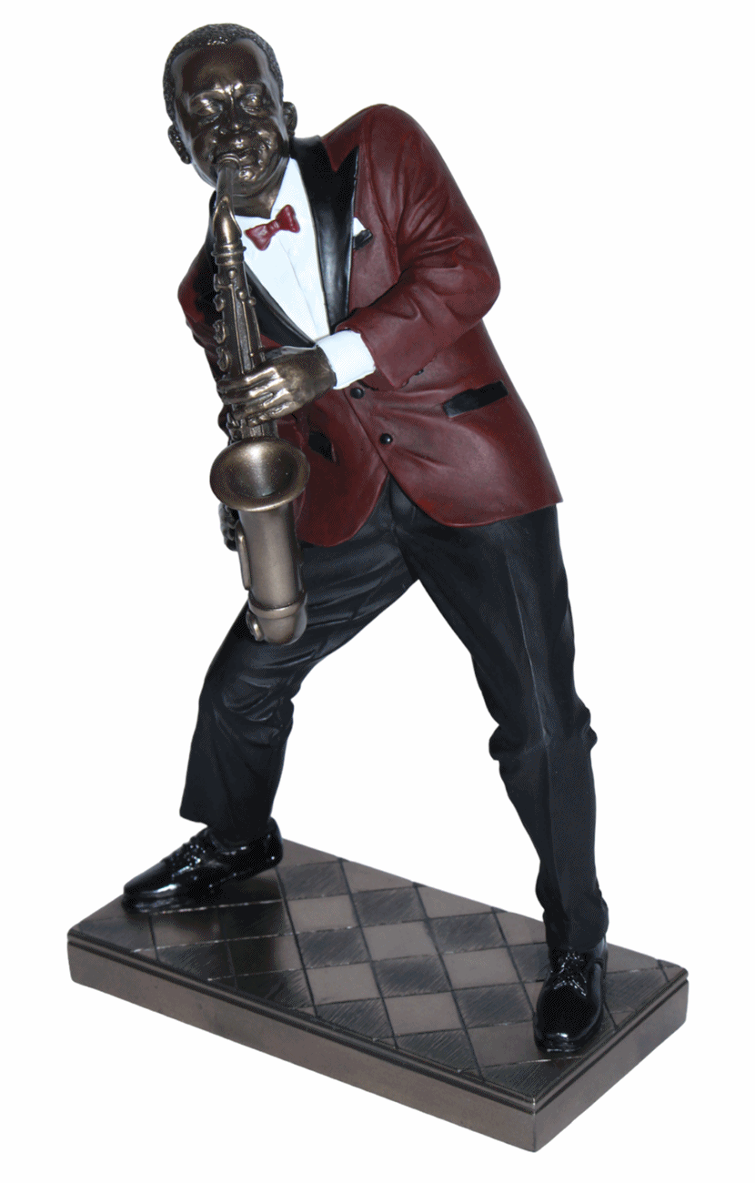 Deko Figur Jazz Figur Saxophonist H 26 cm Jazz Band Dekofigur Musiker mit Altsaxophon