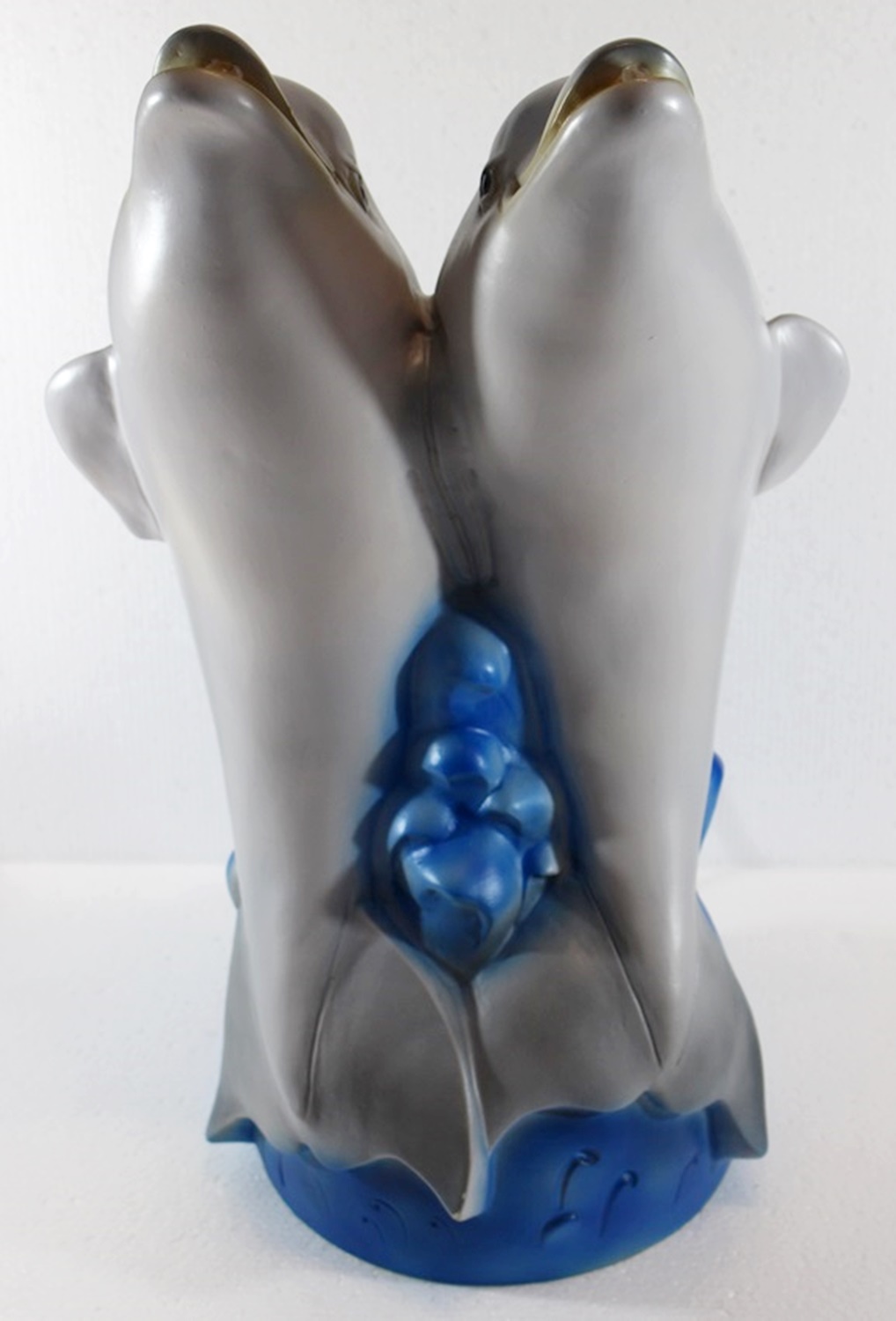 Deko Garten Figur Gartenfigur Tierfigur Teichfigur Delfine Paar Wasserspeier aus Kunststoff H 49 cm