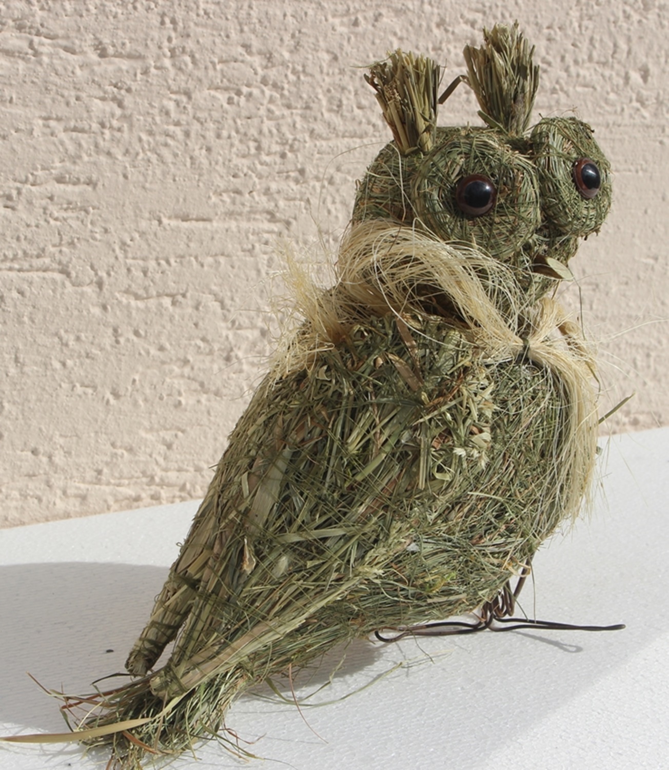 Deko Heu Figur Eule stehend Heueule Höhe 15 cm Tierfigur aus Naturmaterial Heu zum Basteln Heudeko