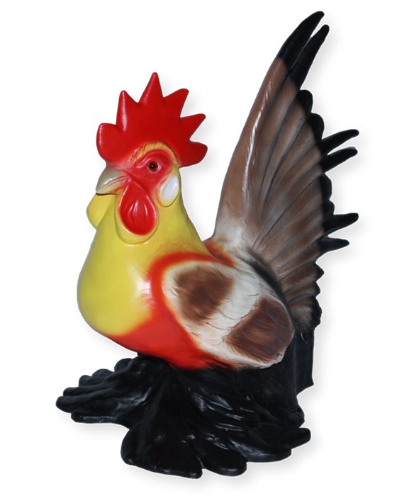 Deko Garten Figur Dekofigur Gartenfigur Tierfigur bunter Hahn stehend aus Kunststoff Höhe 30 cm