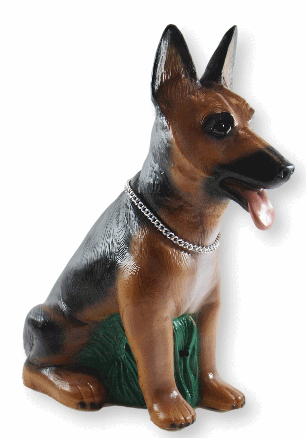 Deko Garten Figur Dekofigur Gartenfigur Tierfigur Hund mit Scherz Bewegungsmelder Kunststoff H 40 cm