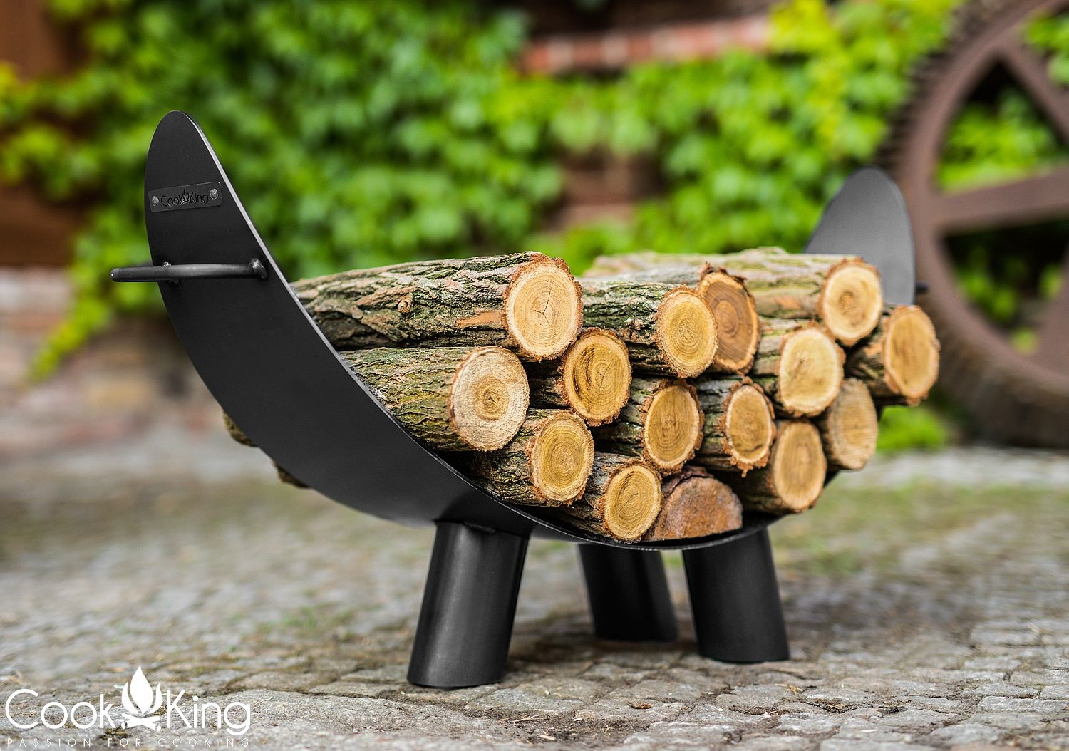 Kaminholzregal "Mila" Breite 80cm Holzregal für Kaminholz Kaminholzablage aus Stahl Holzkorb