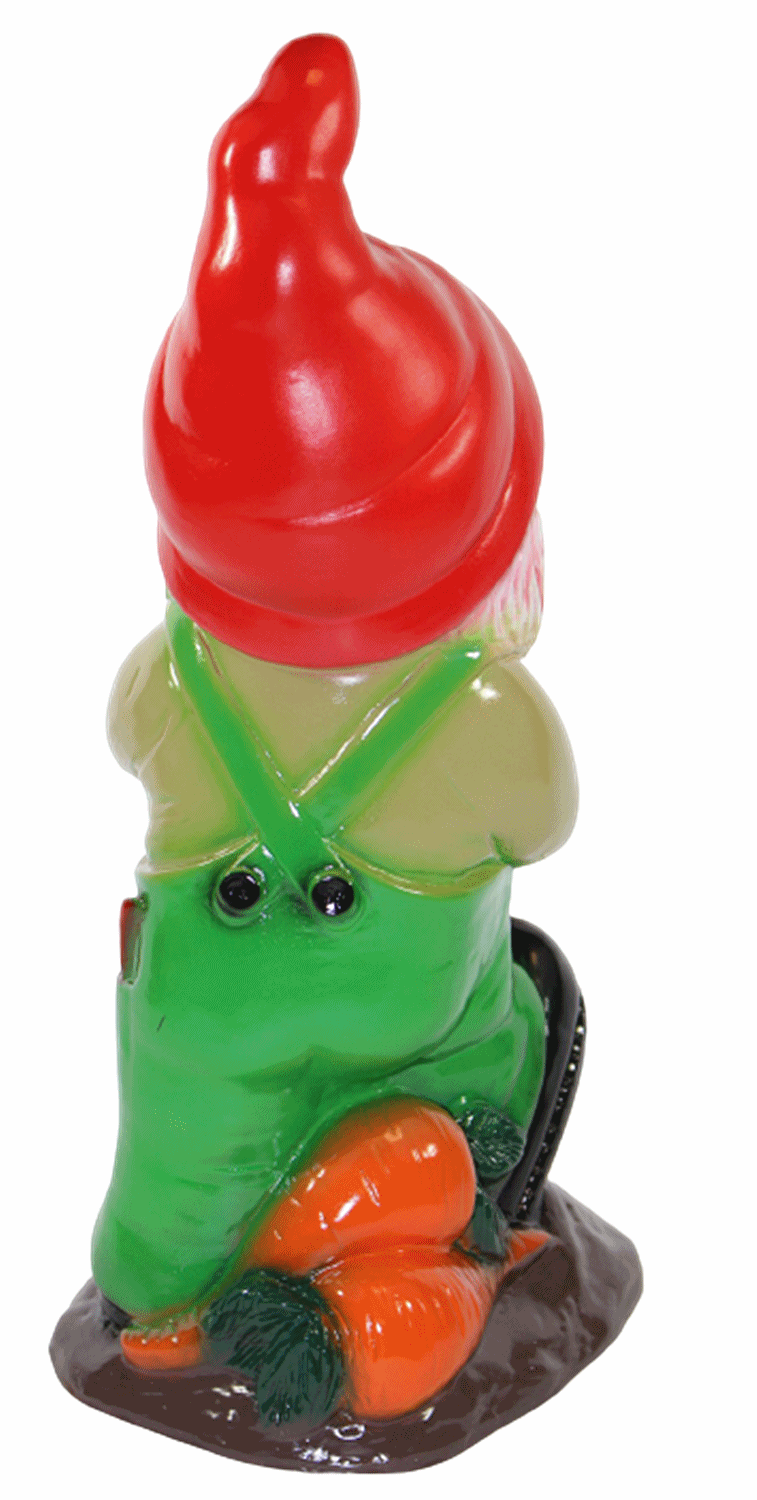 Gartenzwerg Deko Garten Figur Zwerg Rübenbauer stehend mit Spaten u. Karotten aus Kunststoff H 35 cm