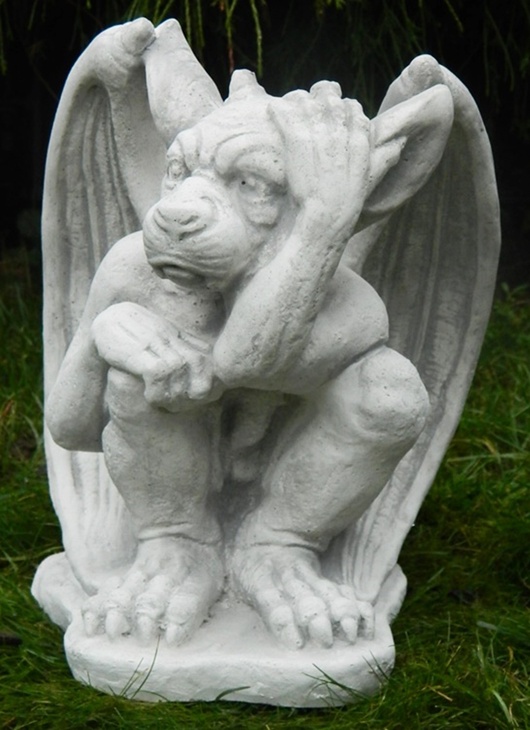 Beton Figur Drache Gargoyle Torwächter H 27 cm Dekofigur und Gartenskulptur