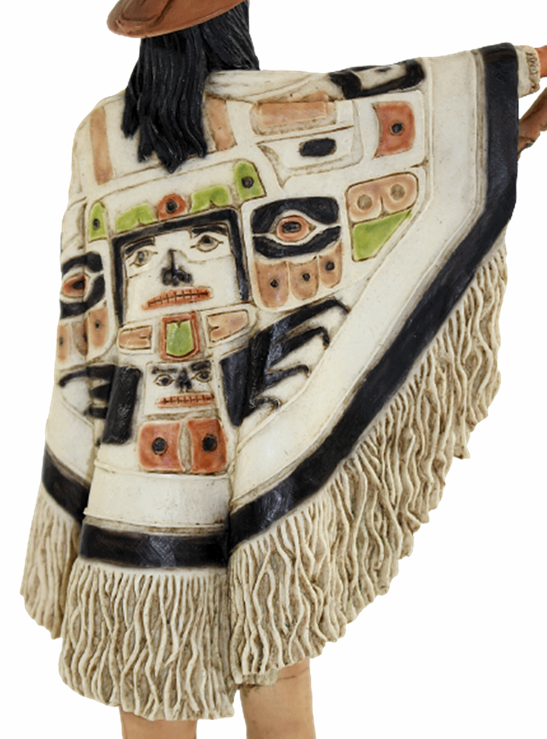 Indianerfigur Häuptling  Seattle von Duvamish Stamm H 23 cm mit Totem-Stab Castagna Limited Edition