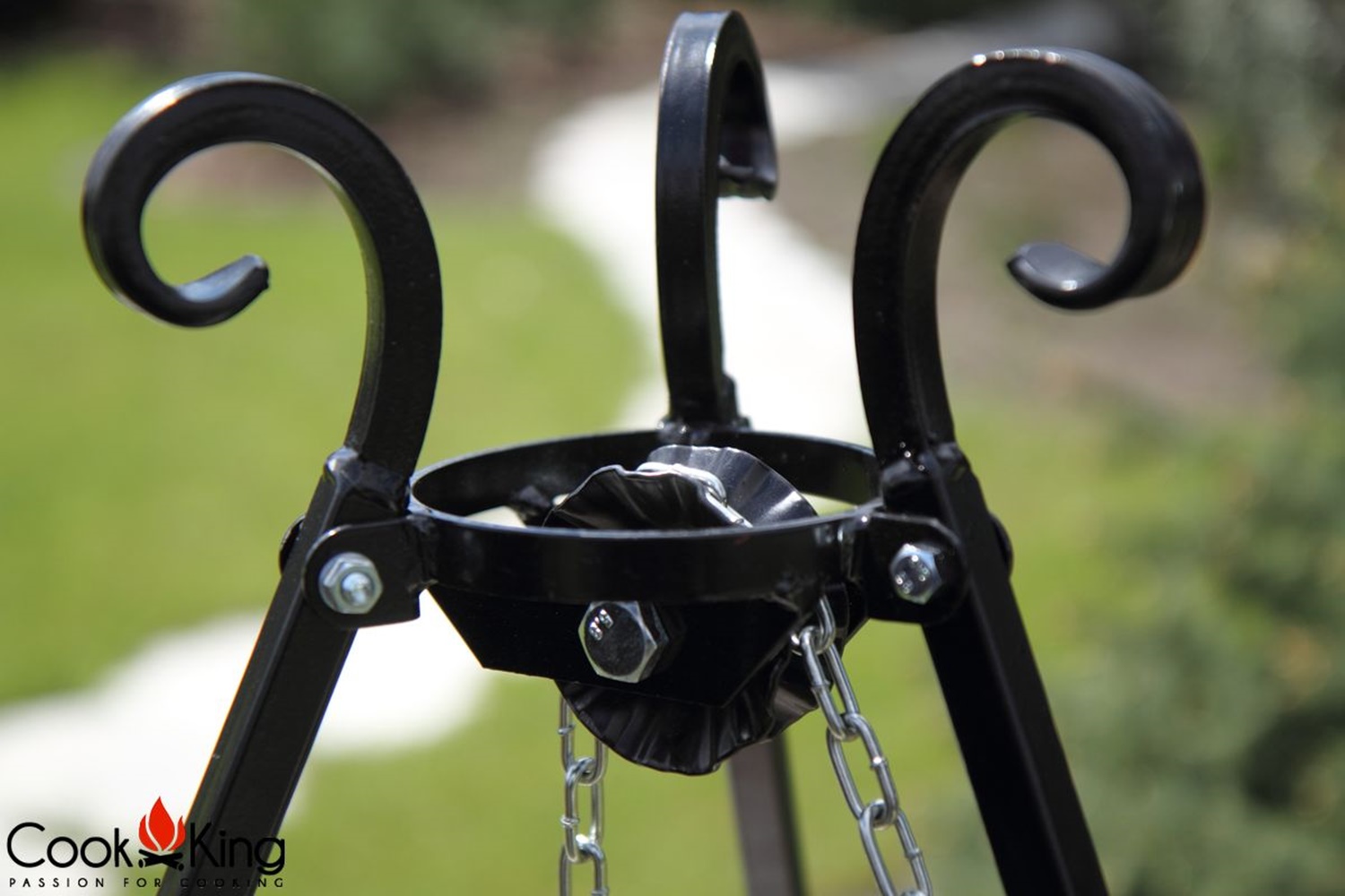 Dreibein H 180 cm mit Wok Ø 60 cm aus Stahl Dreibeingestell Wok Grill Tripod Grillständer