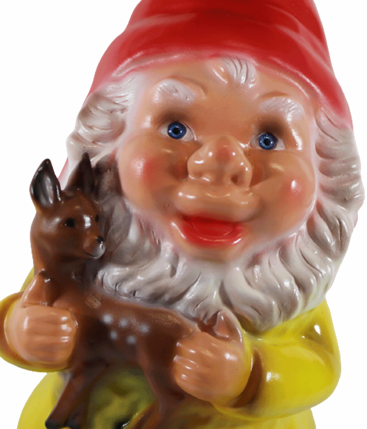 Gartenzwerg Deko Garten Figur Zwerg sitzend mit Bambi in den Armen auf Gras aus Kunststoff H 45 cm