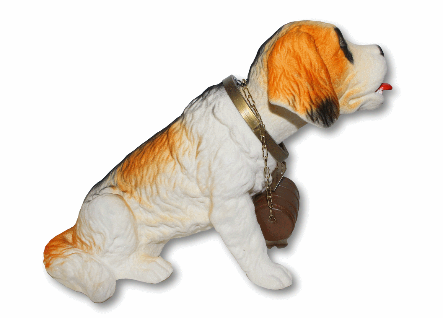 Wackel Figur Hund Bernhardiner Wackelfigur H 16 cm mit Faß groß Dekofigur mit Wackelkopf