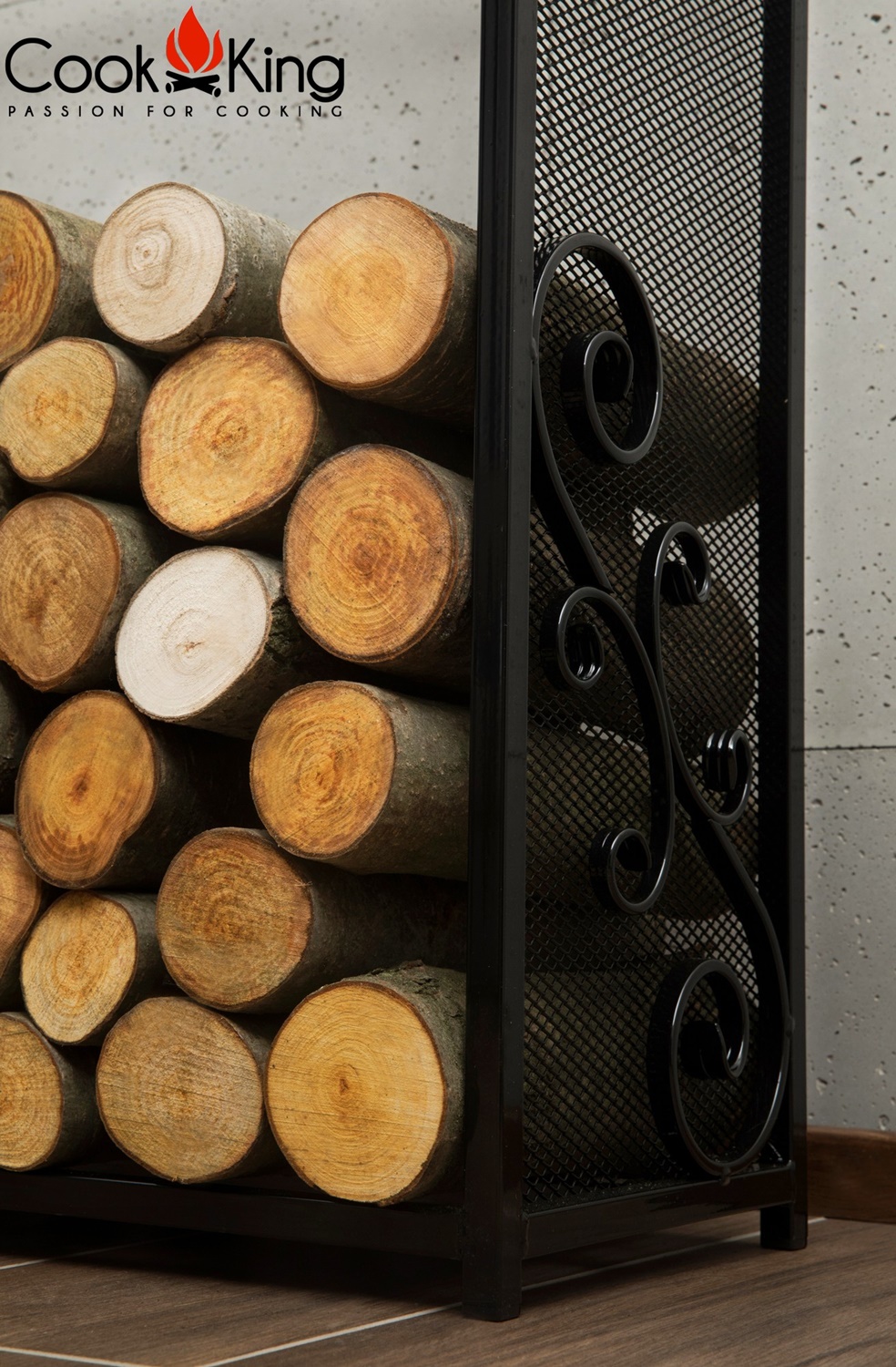 Kaminholzregal "Cherry" H 90 cm Holzregal für Kaminholz Kaminholzablage aus Stahl Kaminholzständer