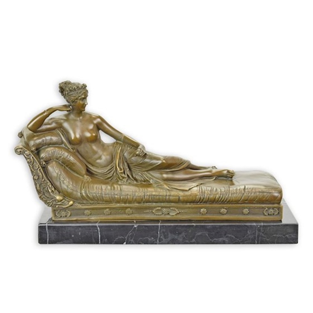 Bronzefigur Bronzeskulptur Pauline Bonaparte auf Marmorsockel H 18,8 cm Venus Victrix