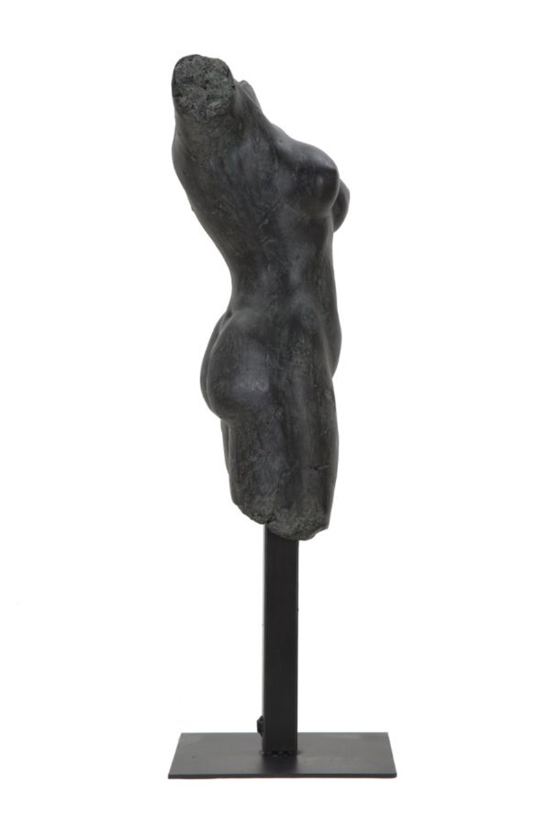 Dekofigur klassische Frauenbüste Skulptur Torso ohne Arme Beine und Kopf schwarz H 50 cm