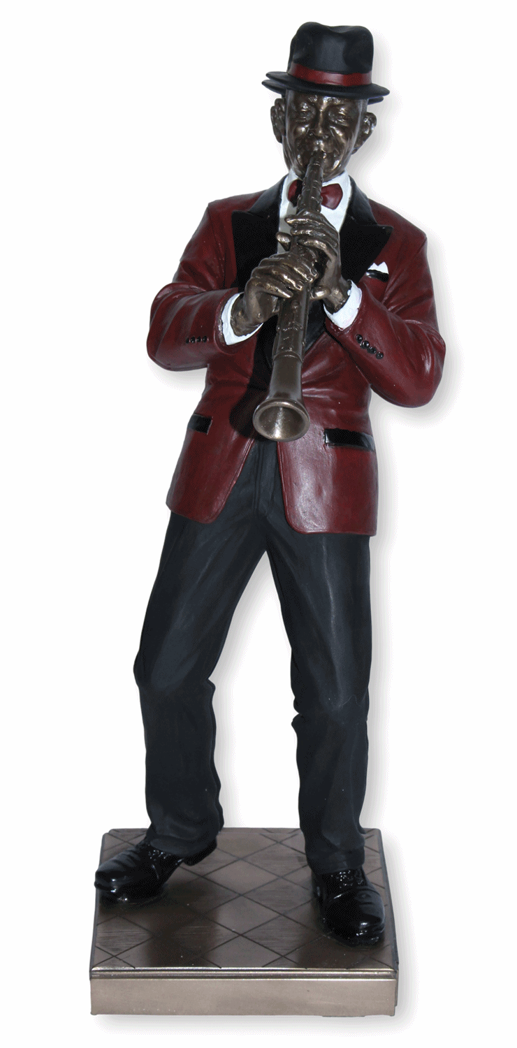 Deko Figur Jazz Musiker Klarinettisten H 30 cm Jazz Band Dekofigur mit Klarinette