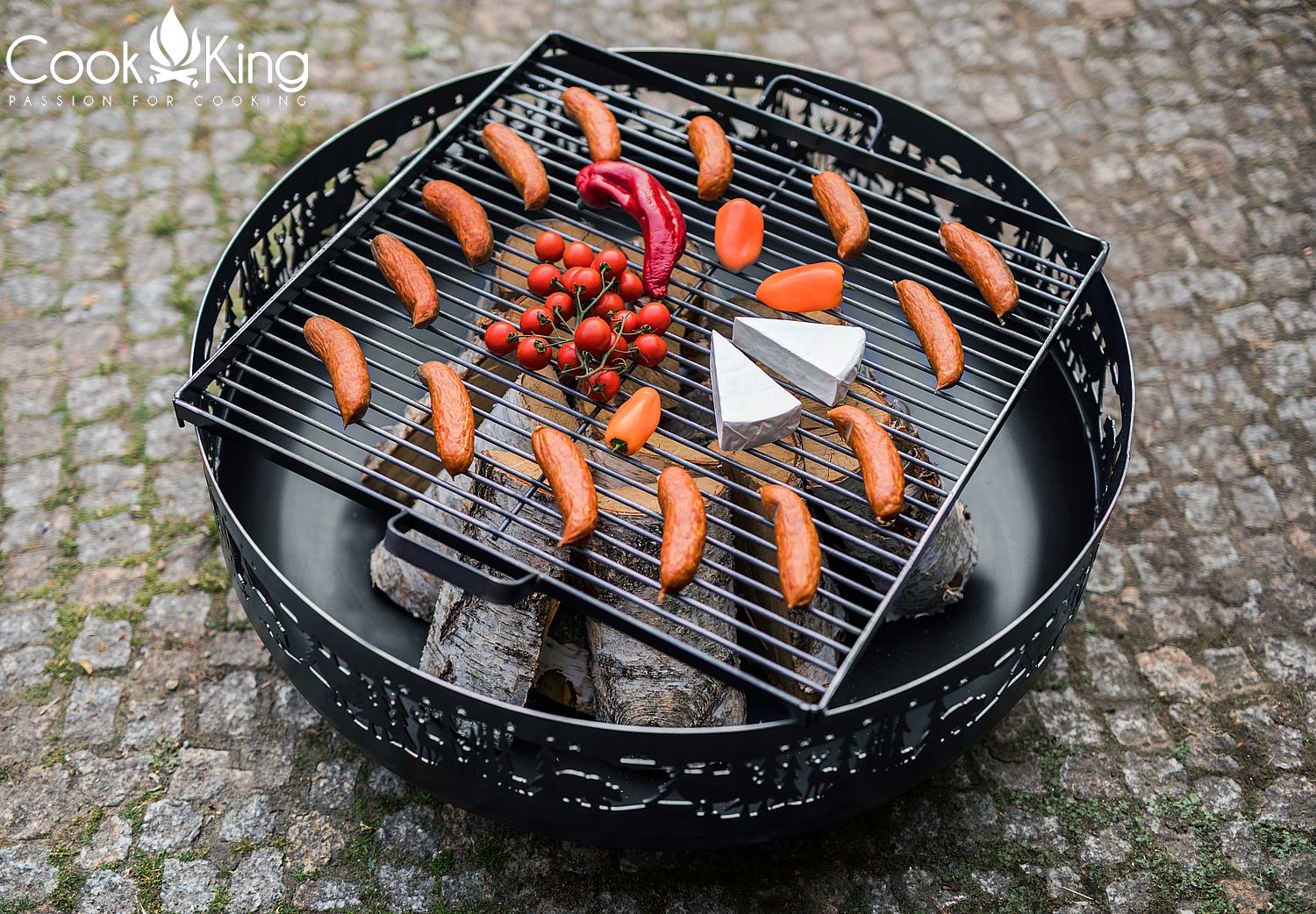 Feuerschale "Forest" Ø 80 cm Feuerstelle für Garten aus Stahl Feuerkorb als Wärmequelle