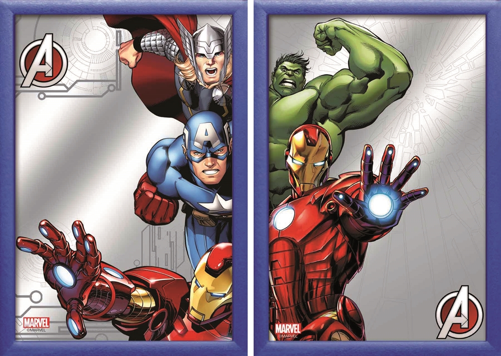 Set: 2 Spiegelbilder Avengers Marvel Film Deko Bild 30x20 cm Wandbilder Hinterglasdruck mit Rahmen