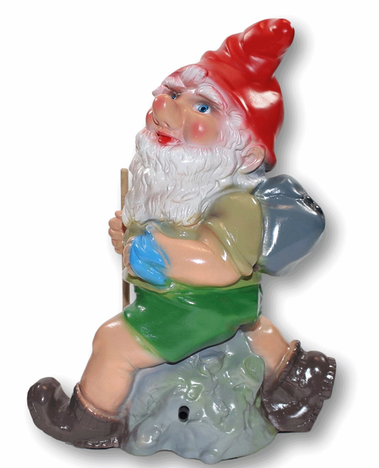 Gartenzwerg Wanderer mit Rucksack und Stock H 33 cm  Zwerg mit Bewegungsmelder Pfeifen Pfiff